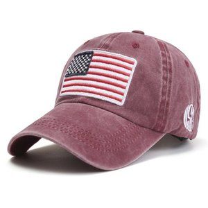 USA Flag Embroidered Vintage Cotton Baseball Cap | American Flag Distressed Hat